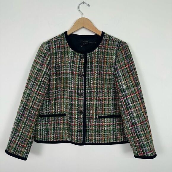 Ann Taylor Women’s Petite Tweed Cropped Jacket Exclusive Colorway - Picture 2 of 11